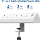 Desk Clamp Power Strip USB C,Under Desk Mount Power Station,20W Fast Charging,Fits 1.9'' Tabletop Edge,Desk Surge Protector,Perfect Home,Office Supplies (White, 5 Outlets & 6 USB Ports & 25 FT Cable)