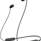 Sony WI-C100 Wireless in-Ear Bluetooth Headphones with 25 Hours Battery Life, Clear Sound, Lightweight Design, IPX4 Water Resistance, Hands-Free Calling, Compatible with Android & iOS – Black
