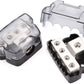 4 Way Power Distribution Block 1x 0/2/4 Gauge in 4X 4/8/10 Gauge Out Nickel Plated Car Audio Splitter Amp Distribution Connecting Block,2Pcs