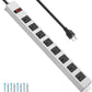 JUNNUJ Metal 8 Outlet Power Strip, Mountable Heavy Duty Power Strip, 1200J Surge Protector Wall Mount Screws Outlet with Switch, Gaming Desk Strips Wide Spaced 15A 125V 1875W, 15 FT 14AWG Power Cord
