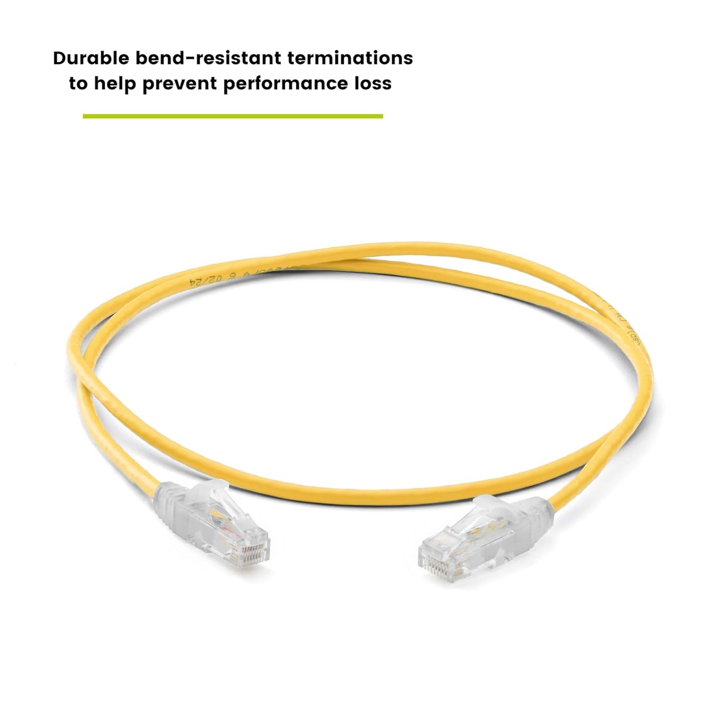 TRUECABLE Cat6 Component Rated Patch Cable, Unshielded (U/UTP), 3ft, Yellow, 28AWG Solid Copper, Snagless 10G High-Speed Ethernet Cable, PoE++ 4PPoE 100W, UL Listed, RoHS-3, 1 Pack