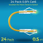 Rapink Patch Cables Cat6/ Cat6a 0.5ft (24 Pack) Slim, Cat6a Ethernet Patch Cable 10G Support, Snagless Cat 6 Patch Cable for Patch Panel to Switch, Flexiable Cat6 Ethernet Cable Yellow