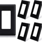 ELEGRP 1-Gang Screwless Decorative Wall Plates, Standard Size Unbreakable Thermoplastic Faceplate Cover for Decorator Receptacle Outlet Switch, UL Listed (5 Pack, Glossy Black)