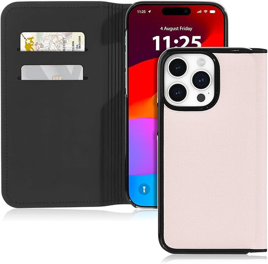 kate spade new york Wallet Folio iPhone 15 Pro Case, Compatible with Wireless Charging - Pale Vellum Black