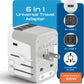 Ceptics 6 in 1 Universal Travel Adapter, Universal Outlet w/ 2X USB-A and 3X USB-C 6A, Travel Power Adapter for use in EU, UK, US, AU and More, Universal Plug for Mobiles, Laptops- UP-30KU-WH