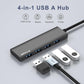 USB Hub, USB 3.0 Hub Aluminum Alloy Ultra Slim USB Splitter, Portable 4 Port USB Extender, USB Hub for Laptop, PC, MacBook, iMac, Surface Pro, Mac Pro, Flash Drive, XPS 【Black】