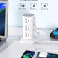 Power Strip Tower with Multiple Outlets, Flat Plug Surge Protector Tower Extension Cord with 12 AC Outlets 4 USB Ports (2 USB C), 6FT Cord Power Tower Surge Protector for Home Office Dorm Room, White