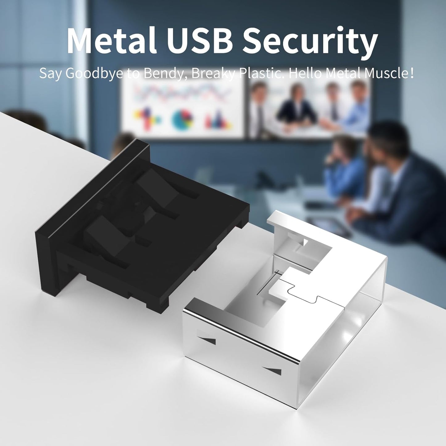 12PCS USB Metal Port Lock Blocker with 1 Key - Secure USB-A Port Protector for PC/Laptop, Anti-Theft Data Security Lock, Dust & Moisture Proof Cover, Removable Type-A Connector Black
