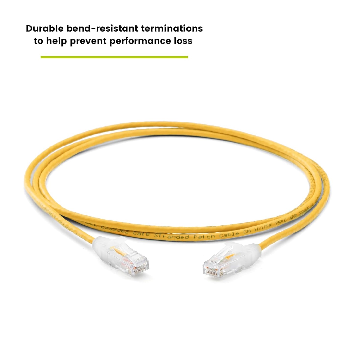 TRUECABLE Cat6 Component Rated Patch Cable, Unshielded (U/UTP), 5ft, Yellow, 28AWG Solid Copper, Snagless 10G High-Speed Ethernet Cable, PoE++ 4PPoE 100W, UL Listed, RoHS-3, 5 Pack