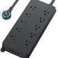 TROND Surge Protector Power Strip with 360° Rotating Flat Plug, 4000J, ETL Listed, 10 Widely Spaced Outlets, 2 USB A and 2 USB C, 5ft Extension Cord, Wall Mountable, for Home Office Garage, Black