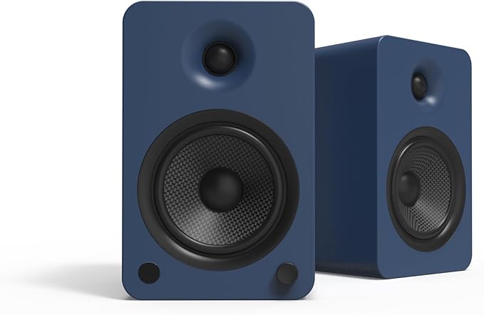 Kanto YU6 Powered Speakers with Bluetooth and Built-in Phono Preamp | 200W Peak Power | 1" Silk Dome Tweeter and 5.25" Kevlar Driver | Auto Standby and Startup | Remote Included | Pair | Matte Blue