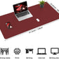 Desk Mat 47" x 23.7" Leather Desk Pad Protector with Natural Cork & PU Leather, Non-Slip Office Desk Mat, Double-Sided Large Mouse Pad, Waterproof Desk Pad for Office&Home (Red)