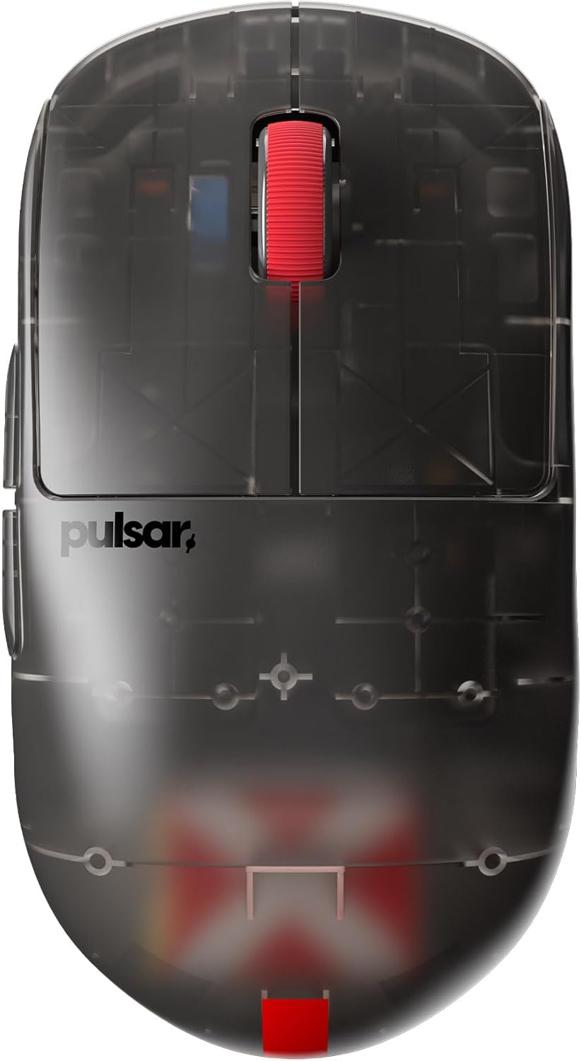 Pulsar Gaming Gears - Super Clear Limited Edition: X2H Wireless Gaming Mouse, Symmetrical, Ultra Lightweight 1.90 oz (54g), PAW3395 26k DPI, Optical Switch (Medium, Clear Black)