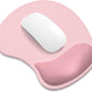 ITNRSIIET Ergonomic Mouse Pad, Cushioned Gel Wrist Rest, Non-Slip Base, Smooth Surface, Cute Multi-Color, 9.5 x 8.2 in, Pink Accent
