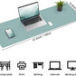 Leather Desk pad Protector,47 * 17in Large Desk mat with Natural Cork & PU Leather,Mouse pad,Non-Slip Office Desk Mat,Waterproof Desk Writing Pad for Office and Home (Light Blue)