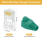 MECCANIXITY 30pcs Cat6 RJ45 Pass Through Connectors, RJ45 Connector 8P8C Gold Plated Plugs with 30pcs Green Strain Relief Boots for Solid or Stranded UTP Ethernet Cable, 1.1mm