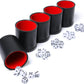 Leatherette Dice Cup Set Red Felt Lined Shaker with 6 Dot Dices for Yahtzee Farkle Bar Party Dice Games-5 Pack