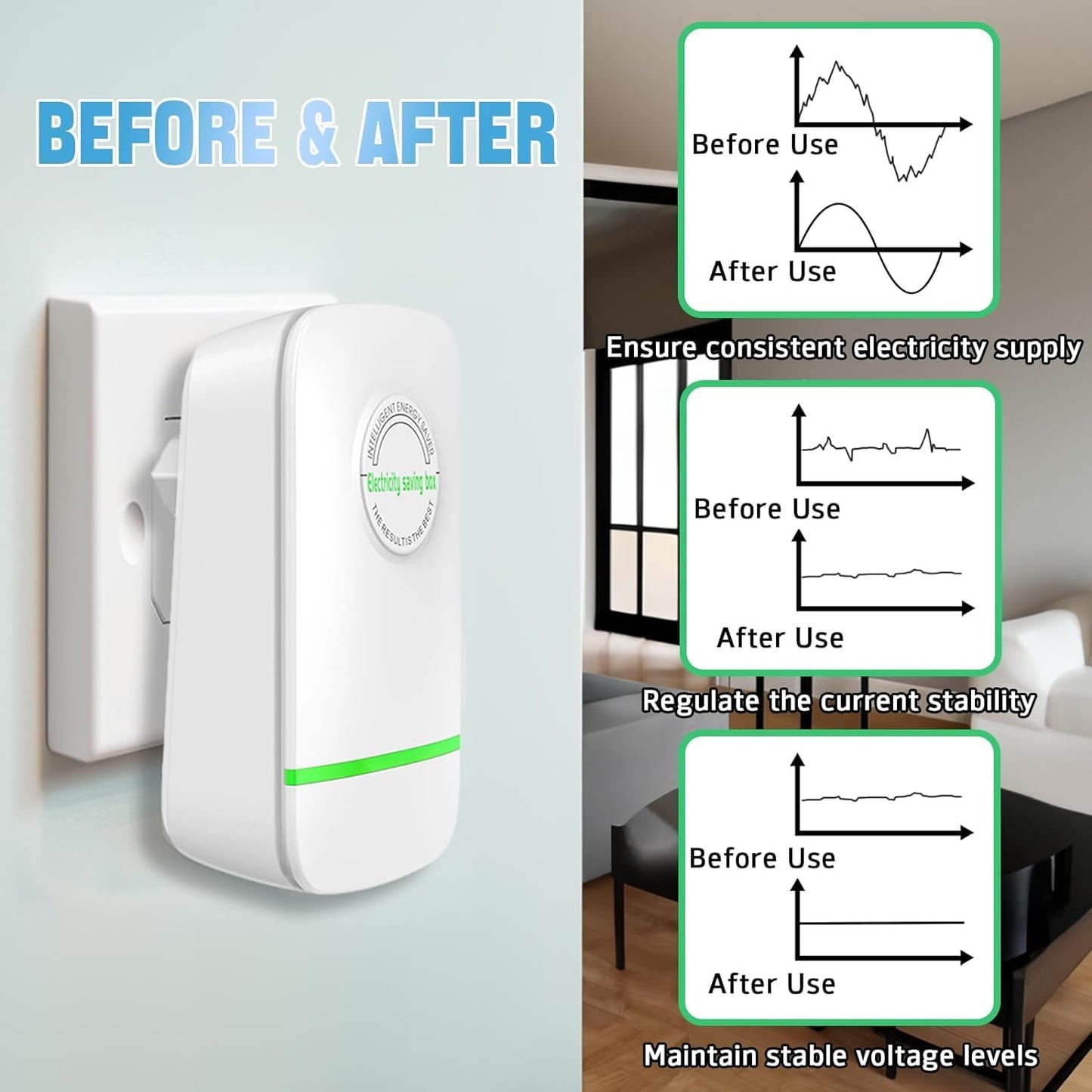 Elon-musk's Electricity Saving Box Stop Watt Stopwatt Energy Saving Device Save Energy Saving Device Energy Saving Power Strip for Home Office US Plug 90v-250v 30kw Rated Green (5PCS)