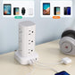Power Strip Tower with Multiple Outlets, Flat Plug Surge Protector Tower Extension Cord with 12 AC Outlets 4 USB Ports (2 USB C), 6FT Cord Power Tower Surge Protector for Home Office Dorm Room, White
