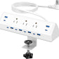Jgstkcity 130W Desk Clamp Power Strip, 12 USB Ports (6 PD 65W USB-C),Surge Protector,ETL Listed Power Hub Extension Cord,Fast Charging Station for Home Office Desk Edge Mount (White, 12 USB-130W)