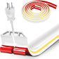 10ft Large White Floor Cord Cover, Self-2" (W) x 0.6"(H), Cable Cavity:0.8"(W) x 0.4"(H), Adhesive Power Cable Protector, Silicone Cord Protector, Cord Management, Cord Concealer and Cable Hider