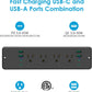 HHSOET 16 in 1 Recessed Power Strip Flat Plug, 45W Fast Charging Furniture Outlet with USB, Conference Recessed Surge Protection with 8 AC Plugs, 4 USB Ports 4 USB-C, 10ft Power Cord.(Black)