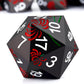 PJOY Metal Dice Set D&D Flower Dice Set DND Polyhedral Dice for RPG Role Playing Games Compatible with Dungeons and Dragons TTRPG Black Red White DND Dice