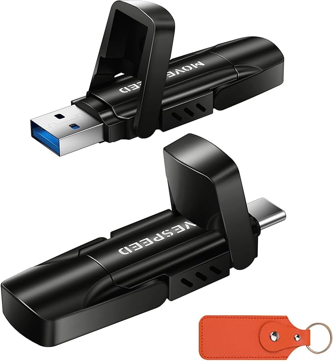 MOVE SPEED 1TB USB Drive, 570MB/S Read Speed External SSD with Dual Port Type C + USB 3.2 Portable SSD for iPhone 17/16/15 Series, Android, Mac, Windows