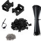 Cable Zip Tie Mounts Kit - 120 Set Wire Cable Clips Organizer Holders with 8" Cable Ties, Saddle Type Mounts Base and Tapping Screw, Black