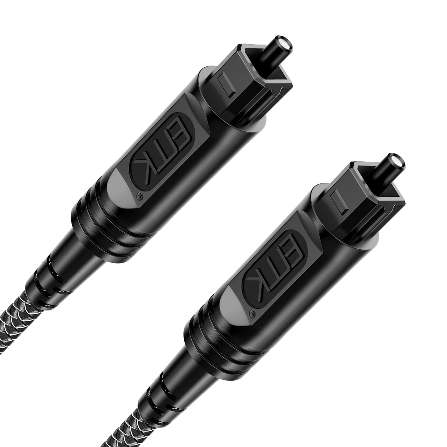 EMK Digital Optical Audio Cable [25 Feet/8M] - Slim Nylon Braided Toslink Fiber Optic Cable for Sound Bar, TV, Home Theater, PS4, Xbox, Blu-Ray Player & More - High-Speed SPDIF (Black1)