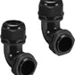 LeMotech M32 Cable Gland, 90 Degree Adjustable 18-25mm Strain Relief, Cord Connectors Nylon Joints with Gaskets, 2 Pcs, Black
