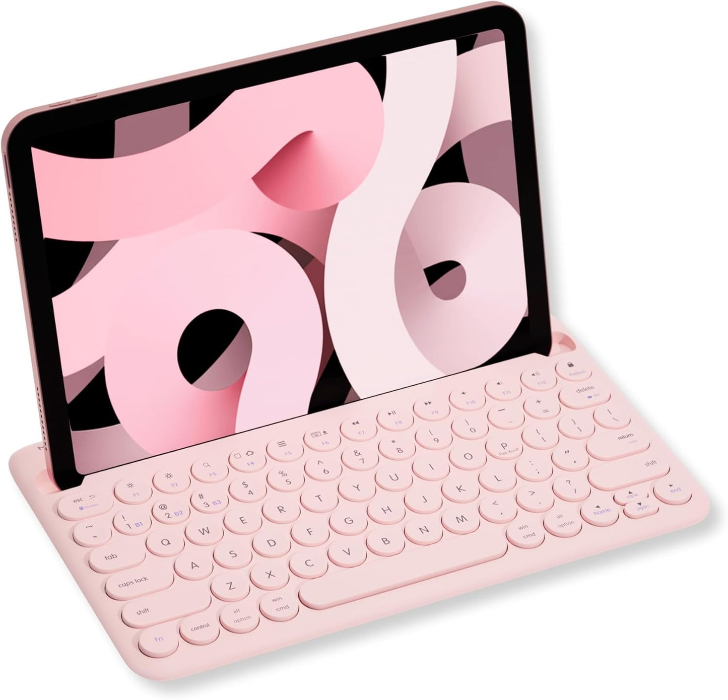 Macally Bluetooth Keyboard for Tablet | Wireless Keyboard for iPad mini/Air/Mini, iPhone (Multi-Device, Built-in Stand, Rechargeable) Easy to Use and Cute Portable