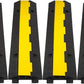CXRCY Cable Ramp 4 Pack 2 Channel 11000lbs axle Capacity Floor Cable Cord Protector, Black & Yellow Speed Bumps Hose Protector Ramps for Wire/Hose/Pipe Hider Driveway &Outdoor 40x10x2 inch(L x W x H)