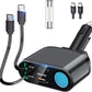 OHLPRO Retractable Car Charger Cigarette Lighter Adapter, 168W 5 in 1 Fast Phone Charging Built-in Replaceable Fuse, Socket Splitter with Dual USB-C Cords, Fit for Phone, iPad, Galaxy, GPS