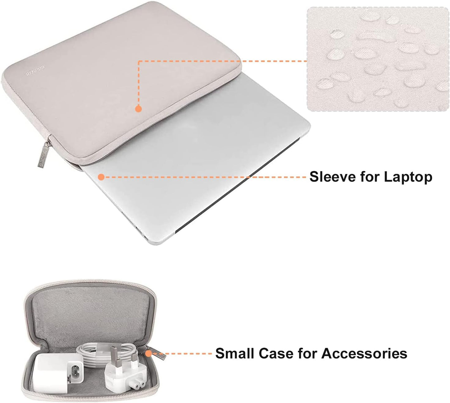 MOSISO Laptop Case 13.3 inch, 13-13.3 inch Laptop Sleeve Bag Compatible with MacBook Air/Pro 13 / Pro 14, HP Dell ASUS Lenovo Notebook, Neoprene Computer Sleeve Bag with Small Case, Rock Gray