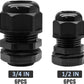 12 Pcs Nylon Cable Glands, Black Strain Relief Cable Cord Connector IP68 Waterproof Junction Box Wire Protectors Adjustable (6 Pcs 3/4" NPT + 6 Pcs 1/2" NPT)