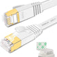 Cat 7 Flat Ethernet Cable 15ft White, High Speed 10GB Shielded (STP) LAN Internet Network Cable Ethernet Patch Computer Cable with Rj45 Connectors and 5pcs Adhesive Cable Clips
