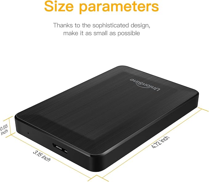 UnionSine 2.5" Portable External Hard Drive 1TB, USB 3.0 Type-C HDD Storage Compatible for PS4, Xbox, PC, Mac, TV, Desktop, Laptop(Black) HD3513