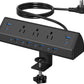 Jgstkcity 130W Desk Clamp Power Strip, 12 USB Ports (6 PD 65W USB-C),Surge Protector,ETL Listed Power Hub Extension Cord,Fast Charging Station for Home Office Desk Edge Mount (Black, 12 USB-130W)