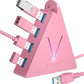 4-Port USB 3.0 Hub, FlyingVHUB Vertical Data USB Hub with 2 ft Extended Cable, for Mac, PC, Xbox One, PS4, PS5, iMac, Surface Pro, XPS, Laptop, Desktop, Flash Drive, Mobile HDD(Pink)