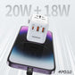 MOMAX Universal Travel Adapter, 20W+18W International Plug Adapter with 2 USB-A Quick Charging & 1 USB C PD Fast Charging,1 AC, All-in-one Wall Charger for USA EU UK AUS JP (Type C/A/G/I)