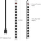 JUNNUJ Metal 12 Outlet Power Strip, Mountable Heavy Duty Power Strip, 1200J Surge Protector Wall Mount Screws Outlet with Switch, Gaming Desk Strips Wide Spaced 15A 125V 1875W, 10 FT 14AWG Power Cord