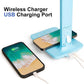 Multifunctional LED Desk Lamp with Wireless Charger,USB Charging Port,Clock,Phone Holder,Desk Lamps for Home Office,Eye-Caring Reading Lamp,Study Lamp for Boys,Girls,Teens,Blue