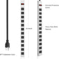 JUNNUJ Metal 12 Outlet Power Strip, Mountable Heavy Duty Power Strip, 1200J Surge Protector Wall Mount Screws Outlet with Switch, Gaming Desk Strips Wide Spaced 15A 125V 1875W, 6 FT 14AWG Power Cord