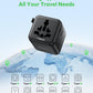 MOMAX Mini Universal Travel Adapter Worldwide, 2 AC, All European Travel Plug Adapter UK, Travel Essentials for US to Europe Adaptor, All-in-One Wall Charger for AUS JP (No USB Port)