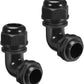 LeMotech M25 Cable Gland, 90 Degree Adjustable 13-18mm Strain Relief, Cord Connectors Nylon Joints with Gaskets, 2 Pcs, Black