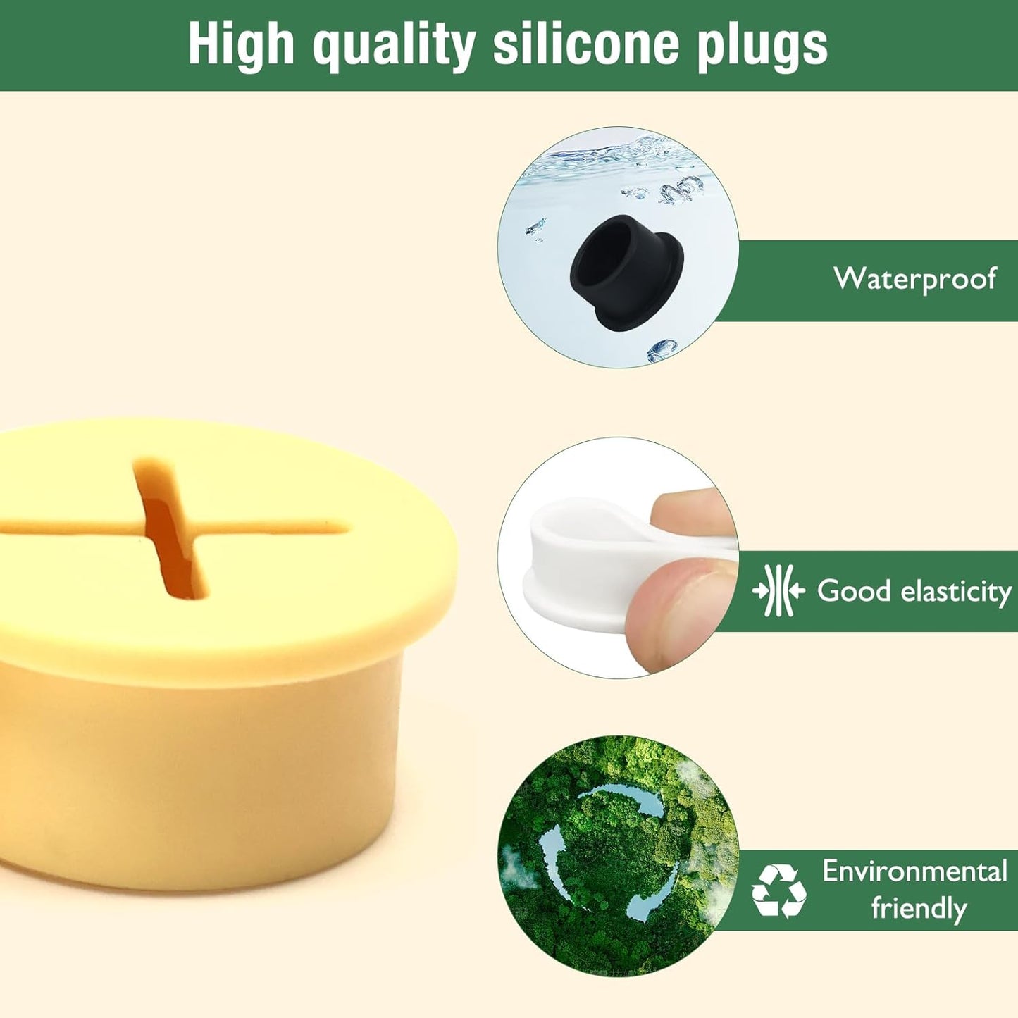 10Pcs Desk Grommet, 3/4" (20mm) Yellow Silicone Cord Hole Cover, Flexible Rubber Wire Grommets, Wall Grommets for Cables Management, Table, Countertop, Cabinets and Furnitures Wire Organizer