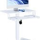 BONTEC Mobile Standing Desk with Keyboard Tray, Mobile Podium, Rolling Laptop Sit Stand Desk on Wheels, Adjustable Height Up to 33lbs, Portable Computer Workstation Cart for Living Room, Office, White
