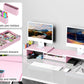 Spacrea Metal Desk Organizers and Accessories, Dual Monitor Stand Riser with Drawer and 2 Pen Holders, Desk Accessories & Workspace Desktop Organizers for Office Supplies (Pink)