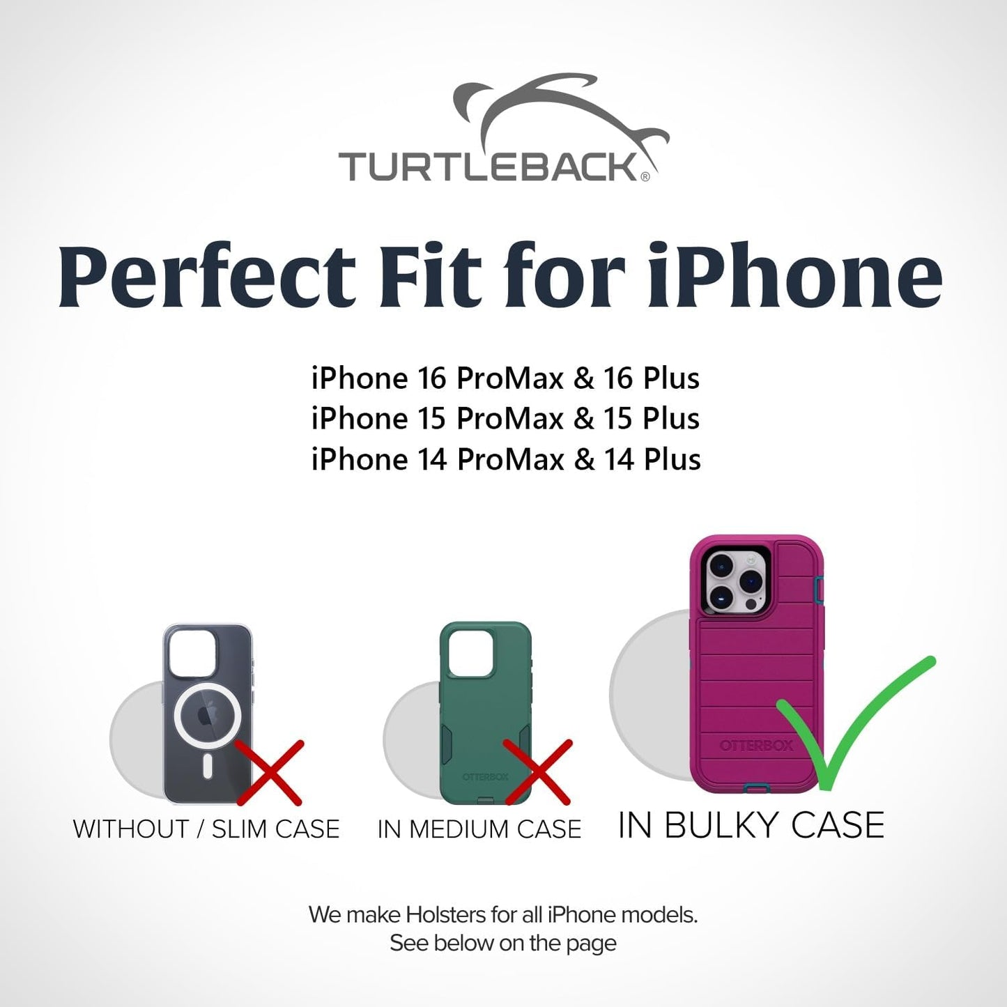 Turtleback Belt Clip for iPhone 16 Pro Max, 15 Pro Max, 14 Pro Max -Large- Fits w/Defender Bulky Style Cases - Premium Black Nylon, Vertical Belt Holder, Magnetic Closure HD Rotating Belt Clip